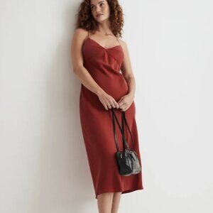 Madewell Layton Midi Slip Dress Silk NO107 Size 10 Rusted Red